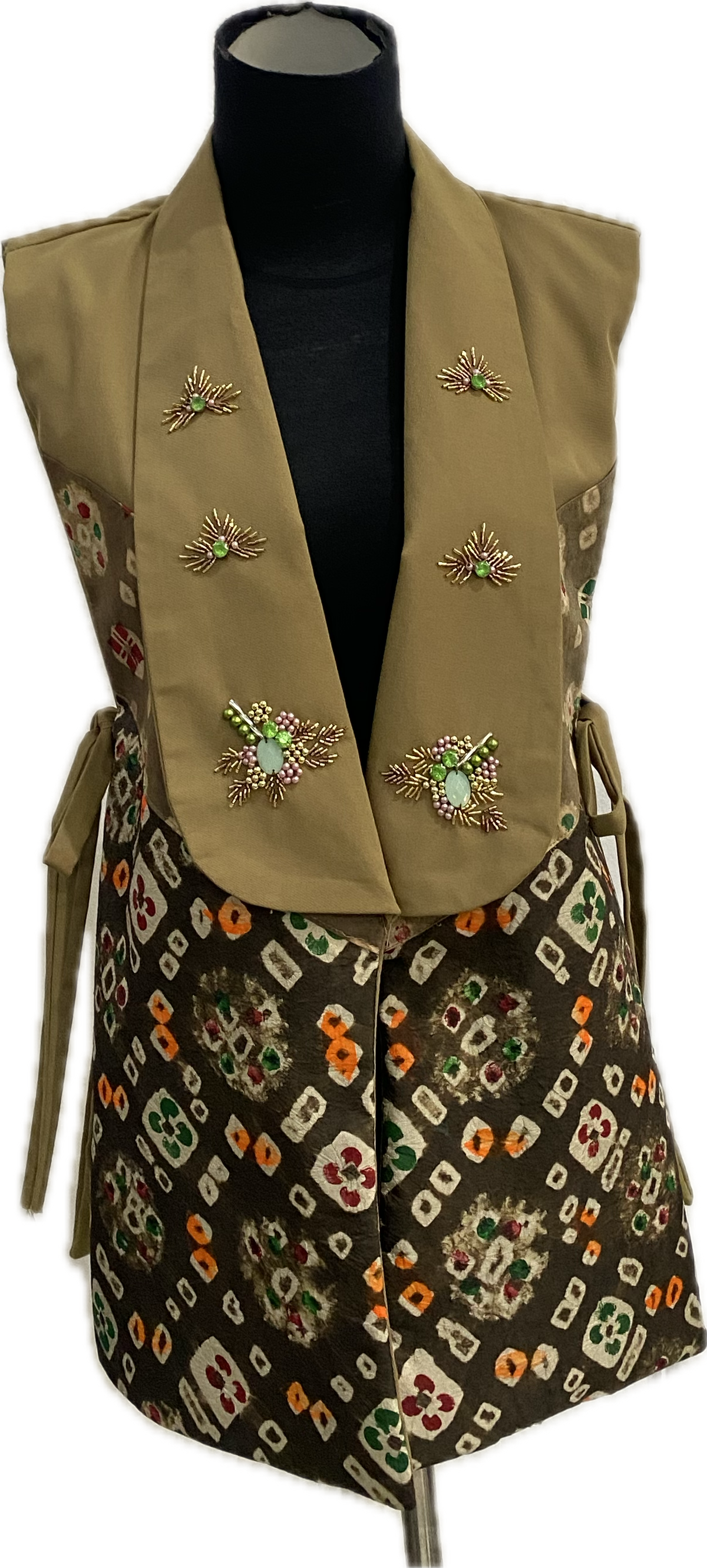 Vest Jumputan Titik Tujuh Lime Green
